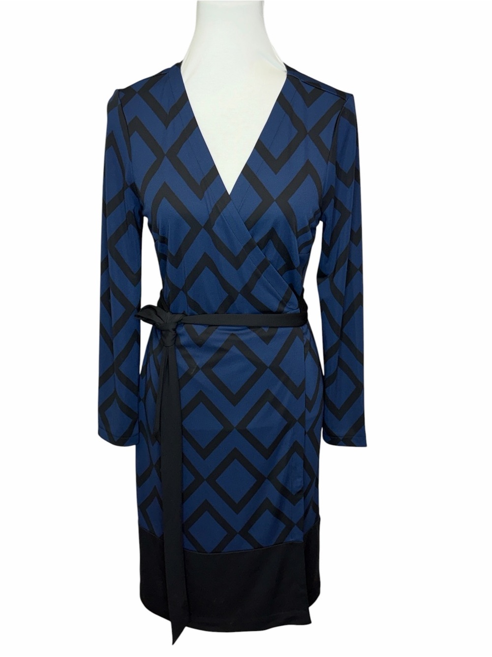Ann Taylor | Dresses | Ann Taylor Navy Blue Geometric Wrap Dress